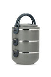 Penguen kulplu çelik sefer tası - yemek termosu saklama kabı 3 katlı gri