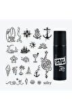 Sea Vibes City Pack Spray Tattoo Geçici Dövme Seti 23 Desen 1 Siyah Sprey