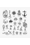 Sea Vibes City Pack Spray Tattoo Geçici Dövme Seti 23 Desen 1 Siyah Sprey