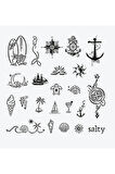 Sea Vibes City Pack Spray Tattoo Geçici Dövme Seti 23 Desen 1 Siyah Sprey