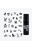 Wonderland City Pack Spray Tattoo Geçici Dövme Seti 28 Desen 1 Siyah Sprey