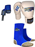 Boks Eldiveni 8 Oz/Kick Boks,Muay Thai Ayak Bilek Çorap/3,5 Metre Boks Bandajı 3 lü Set