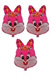 Pembe Tavşan 3 Adet Büyük Boy 40cmx53cm Folyo Balon (helyum) No:9