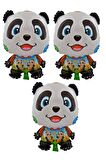 Neşeli Panda 3 Adet Büyük Boy 41cmx60cm Folyo Balon (helyum) No:19