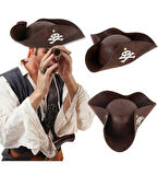 samur parti parti aksesuar & kostüm Kaptan Jack Korsan Şapkası Vinleks Deri Denizci Korsan Şapkası