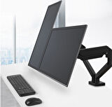 Tayfun 17-32'' Masa Üstü Hareketli İkili 2 Monitör Tutucu Askı Aparatı-Amortisörlü