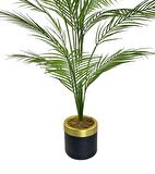 Yapay Ağaç Areka Ağacı Gold Halkalı Siyah Lüx Saksılı Palmiye Ağacı Salon Bitkisi 130 cm 20 Yaprak