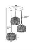 TIGER 3 LÜ TEPSİLİ RATTAN SARKIT