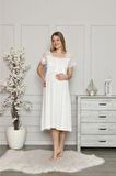 LİMİSSİ 1208 Ecru Hamile Lohusa Dantelli Gecelik