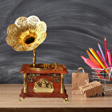 Gramofon Müzik Kutusu Kahverengi 13x26cm