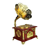 Gramofon Müzik Kutusu Kahverengi 13x26cm