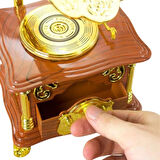 Gramofon Müzik Kutusu Kahverengi 13x26cm