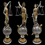 Themis Adalet Terazisi Heykeli ve Dünya Biblo Gümüş 37cm