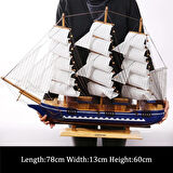 Ahşap Yelkenli Gemi 75cm El Yapımı Vintage Dekor Model Yat