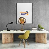 Ayaklı Dünya Küre Ev Ofis Masa Dekoru Döner Dünya Küre Modern Harita 15x32cm Kahverengi