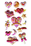Sticker Kabartmalı Sticker Defter, Planlayıcı Etiket (pullu-809) - 17x9 cm - Kalp Yıldız
