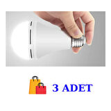 Cata -4229 Şarjlı LED Ampul 9 W Orijinal Beyaz Işık 3 Adet
