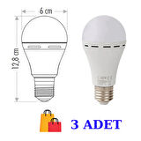 Cata -4229 Şarjlı LED Ampul 9 W Orijinal Beyaz Işık 3 Adet