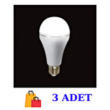 Cata -4229 Şarjlı LED Ampul 9 W Orijinal Beyaz Işık 3 Adet