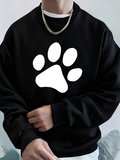 Basit Taban Desenli Baskılı Erkek Sweatshirt Kışlık Bol Kapüşonlu Spor Bisiklet Yaka Polar Sı