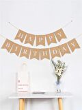 Krem 2 Yaş Rakam Balon Soft Kahve Renkler Zürafa Set  Kraft Happy Birthday Banner Parti Seti