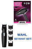 3402-0470 Seyahat Tipi Mini Saç Kurutma Makinesi + Wahl Pilli Sakal Kesme Ve Makinesi 05606-508