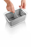 Arar Home 5 Litre Gri Süzgeçli Bölmeli Organizer Buzdolabı Hava Geçirmez Saklama Kabı