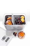 Arar Home 5 Litre Gri Süzgeçli Bölmeli Organizer Buzdolabı Hava Geçirmez Saklama Kabı