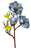 Yapay Çiçek Eva Mavi Manolya 2 Çiçek 1 Tomurcuk Uzun Dal Çiçek Flowers 55cm Gerçeksi Doku