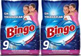 Bingo Matik Toz Çamaşır Deterjanı Sık Yıkananlar Beyazlar ve Renkliler 120 Yıkama 2 x 9 kg