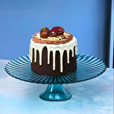 Colorina Çiçek Desenli Ayaklı Kek,pasta Tabağı 32 Cm 