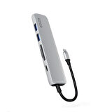 Epico 6'sı 1 Arada Alüminyum Hub 8K USB-C - Gümüş