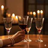 Glass Renkli Ayaklı Cam Kadeh Seti 4’l ü– Mor,Sarı,Turuncu,Kırmızı | Şık Sofra ve Dekoratif Sunum Seti