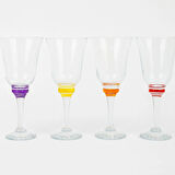 Glass Renkli Ayaklı Cam Kadeh Seti 4’l ü– Mor,Sarı,Turuncu,Kırmızı | Şık Sofra ve Dekoratif Sunum Seti