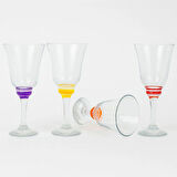 Glass Renkli Ayaklı Cam Kadeh Seti 4’l ü– Mor,Sarı,Turuncu,Kırmızı | Şık Sofra ve Dekoratif Sunum Seti