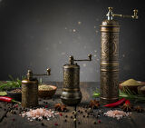 LUDIA Zamak Metal Antik Renk 3 lü Set Karabiber,Kahve,Çörek Otu El Değirmeni Öğütücü Grinder S2