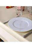 Atlas Kenarlı Saten Bantlı Gastronomi Masa Örtüsü Şampanya Çift Kat Pamuklu 130x280 Cm Krem