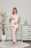 LİMİSSİ 2208 Pembe Hamile Lohusa Dantelli Pijama Tk