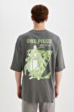 DeFacto One Piece Loose Fit Bisiklet Yaka Sırt Baskılı Kısa Kollu Tişört C5871AX24HSGR474
