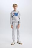 DeFacto Erkek Çocuk NBA Wordmark Gri Beli Paçası Lastikli Cepli Jogger Eşofman Altı D4259A824WNGR400