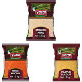 Yazar Kuru Gıda Seti 5KG Osmancik Pirinç+2KG Pilavlık Bulgur+2KG Kırmızı Mercimek=9Kg Topl