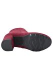 Bluefeet 0189 Bordo 6 Cm Topuk Termo Taban Süet Kadın Bot