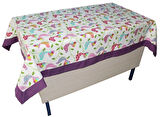 Kuş Desenli Öğretmen Masa Örtüsü (Pamuklu-Bantlı)