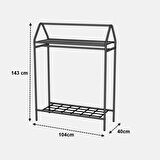Home Hanger Siyah Elbise Askılığı Raflı New Design Konfeksiyon Askısı
