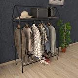 Home Hanger Siyah Elbise Askılığı Raflı New Design Konfeksiyon Askısı