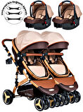 Baby Home 945 Ayrılıp Birleşebilen Travel Sistem İkiz Bebek Arabası