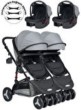 Baby Home 945 Ayrılıp Birleşebilen Travel Sistem İkiz Bebek Arabası