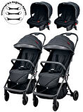 Joell Kabin Boy Ayrılıp Birleşebilen Travel Sistem İkiz Bebek Arabası