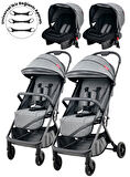 Joell Kabin Boy Ayrılıp Birleşebilen Travel Sistem İkiz Bebek Arabası