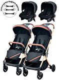 Joell Kabin Boy Ayrılıp Birleşebilen Travel Sistem İkiz Bebek Arabası